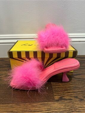 Circus by Sam Edelman Bright Pink Feather Slide Heels